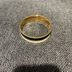 Kate Spade New York Gold Bangle Bracelet with Black and Ivory Enamel Inlay